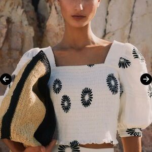 Hiatus‎ Daisy Smocked Crop Top Boho Whimsical Cottagecore Daisy Print Floral XL